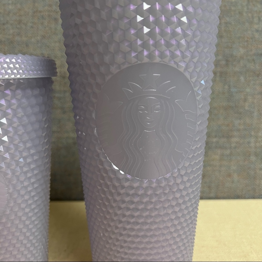 New 2021 Holiday Starbucks Studded Icy White Lilac Tumbler Cup Straw Set - Picture 5 of 5